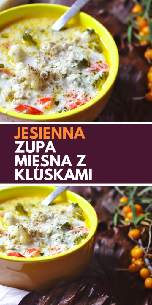 Jesienna zupa z mięsem mielonym i kluskami
