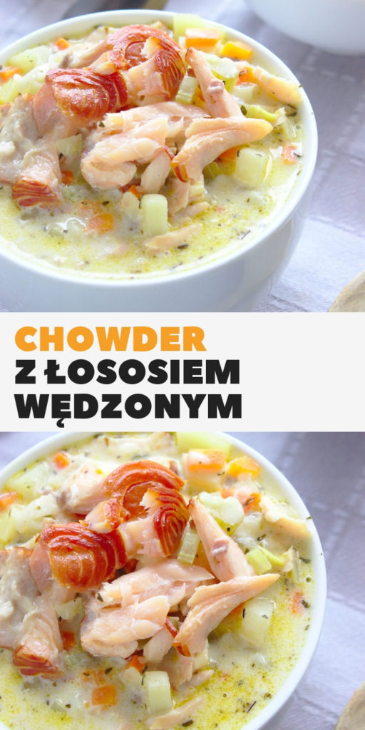 Kremowa zupa chowder z łososiem wędzonym