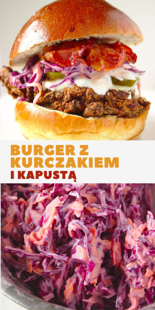 Najlepszy burger z kurczakiem i surówką z czerwonej kapusty