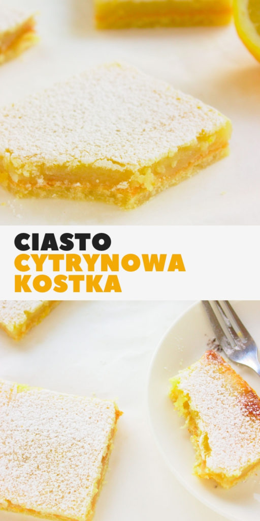 Wilgotne ciasto cytrynowe cytrynowa kostka