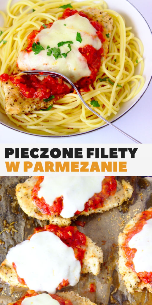 Pieczone filety z kurczaka w parmezanie z sosem marinara i mozzarellą