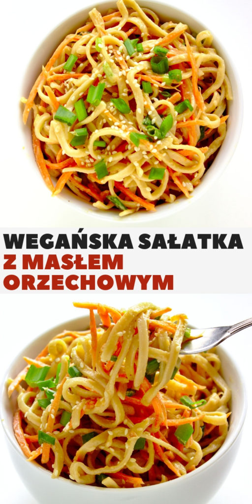 15- minutowa Wegańska sałatka z makaronem chow mein i masłem orzechowym