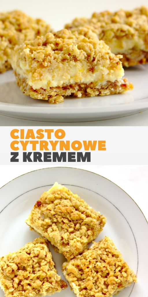 Szybkie ciasto cytrynowe z kremem i owsianą kruszonką